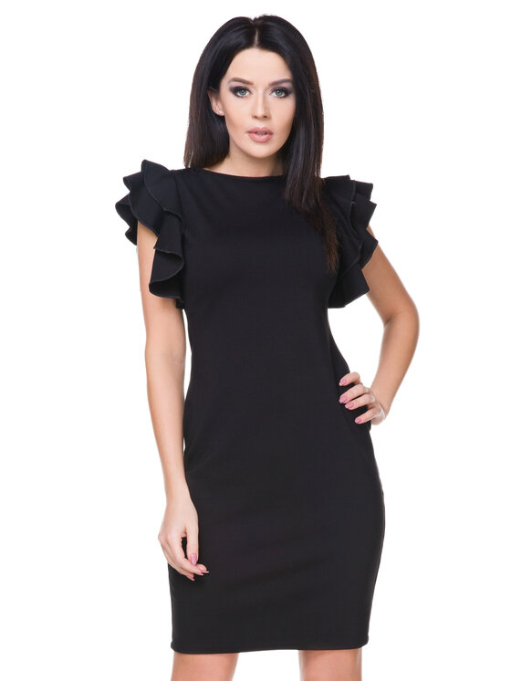 Tessita Tessita Sukienka elegancka T165 Czarny Straight Fit