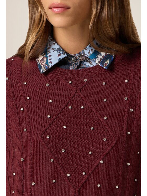 Oltre Oltre Cardigan M312J005050N036 Bordeaux Regular Fit