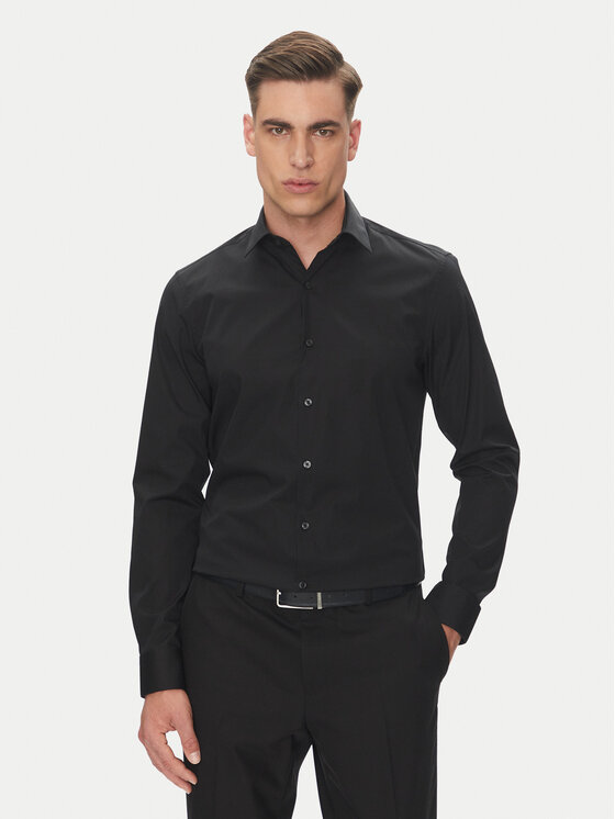 Calvin Klein Košeľa Essential LV019EU000 Čierna Slim Fit