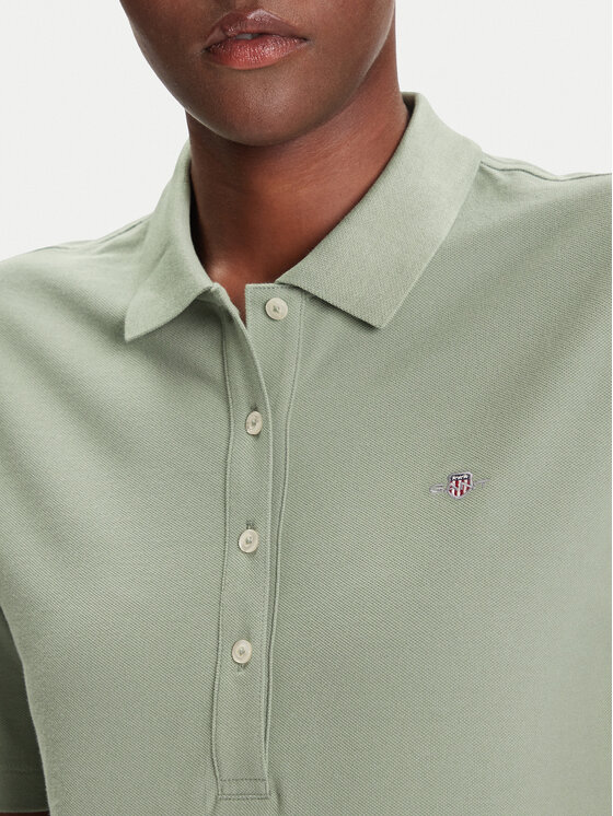 Gant Gant Тениска с яка и копчета Shield 4202231 Зелен Slim Fit