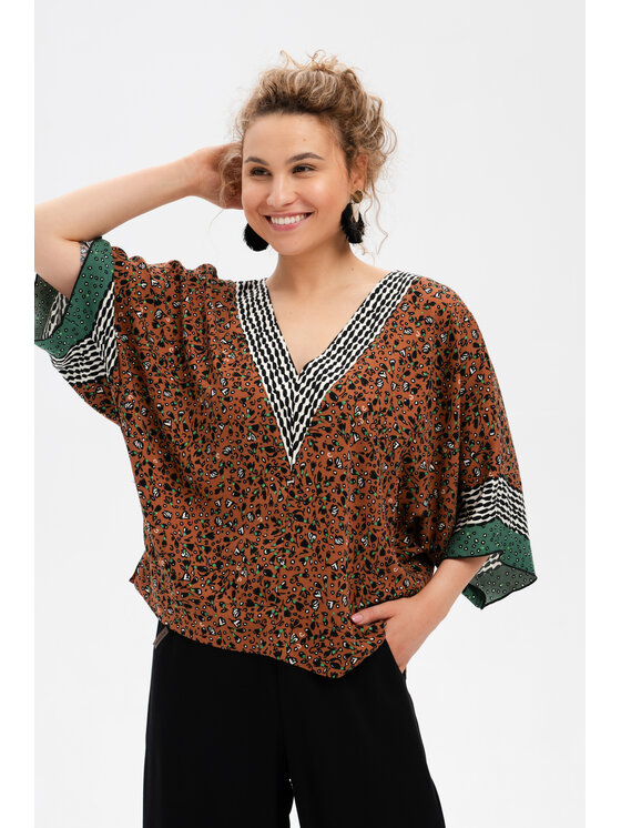 blue shadow blue shadow Bluzka Kidi Brązowy Regular Fit