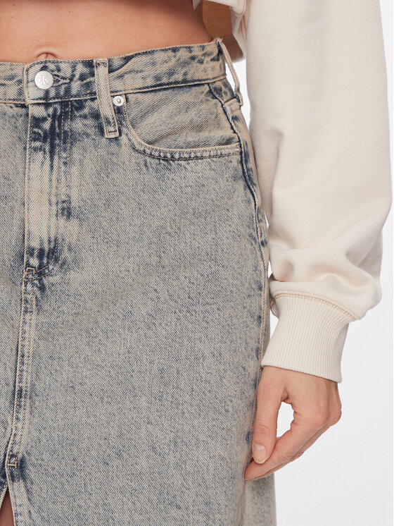 Calvin Klein Jeans Calvin Klein Jeans Spódnica jeansowa Front Split Maxi Denim Skirt J20J222869 Niebieski Slim Fit