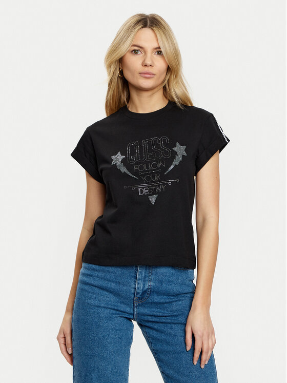 Guess T-krekls W5RI06 I3Z14 Melns Regular Fit