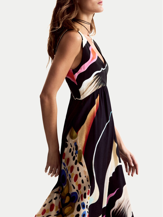 Desigual Desigual Vasaras kleita Japan Opart Lacroix 26SWVW60 Melns Regular Fit