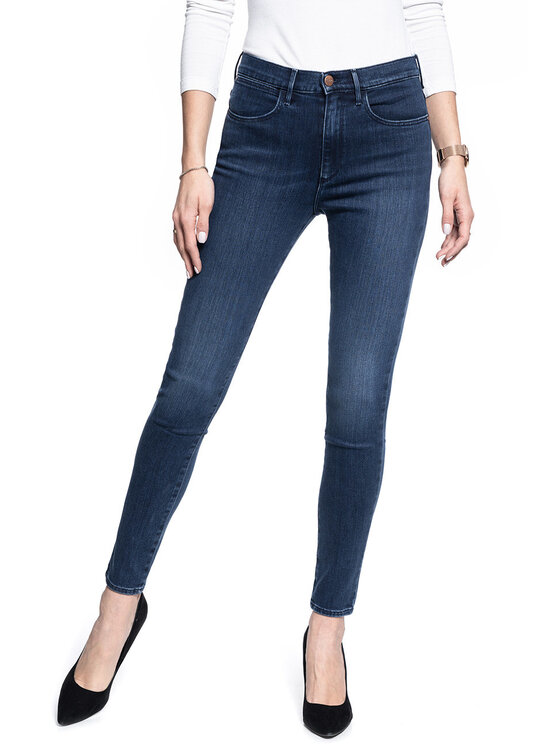 Wrangler Wrangler Jeansy HIGH SKINNY Niebieski Skinny Fit
