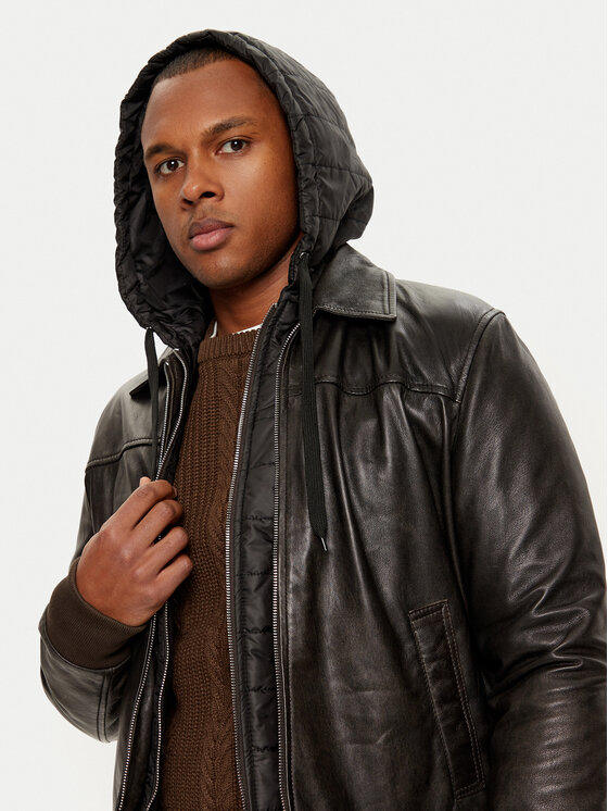 Serge Pariente Serge Pariente Giacca di pelle Amos Marrone Regular Fit