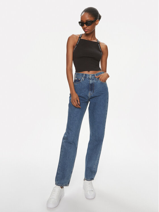 Calvin Klein Jeans Calvin Klein Jeans Felső Logo J20J223110 Fekete Slim Fit
