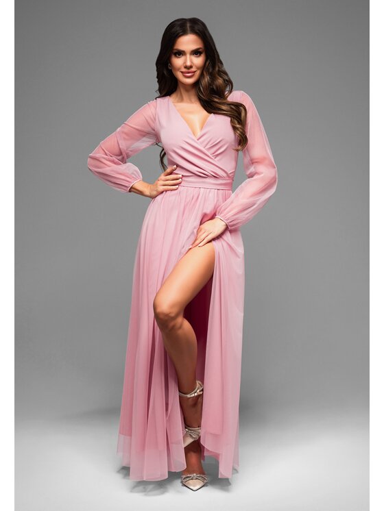 Ombre Ombre Sukienka wieczorowa LA-OM-DLR008 Różowy Regular Fit