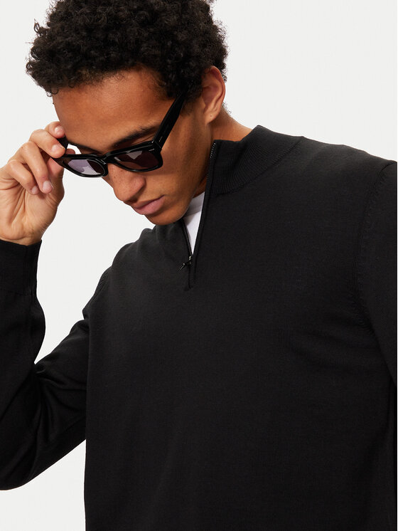 BOSS Boss Pulover Ebenji 50528300 Črna Regular Fit
