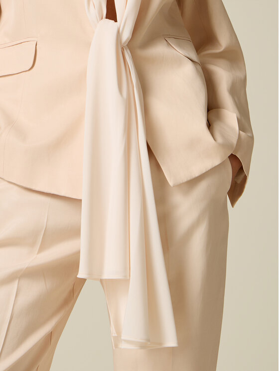 Oltre Oltre Marynarka Q013R004636N002 Kremowy Regular Fit
