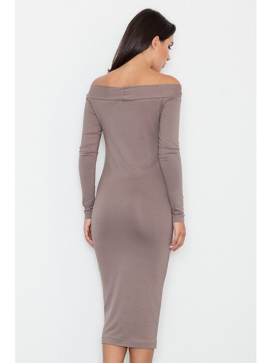 FIGL FIGL Φόρεμα M558 Καφέ Slim Fit