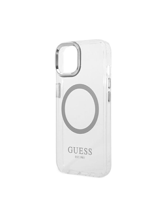 Guess Guess Etui na telefon Outline Magsafe Srebrny