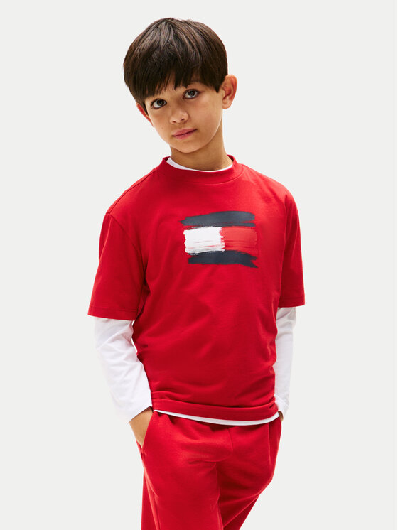 Tommy Hilfiger Tommy Hilfiger Tričko Flag Archive KB0KB10111 Červená Regular Fit