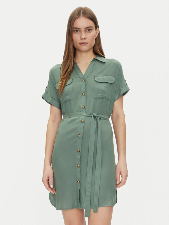 Vero Moda Košeľové šaty Bumpy 10325828 Zelená Loose Fit