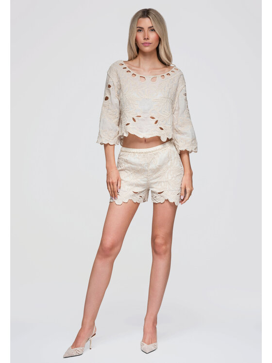 Ombre Ombre Szorty materiałowe OW-ST-E0024 Beżowy Relaxed Fit