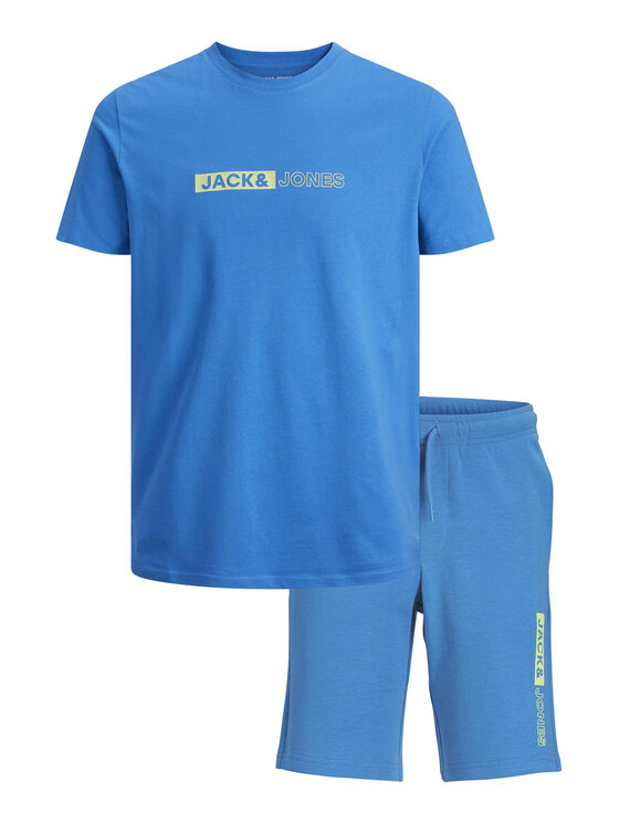 Jack&Jones Junior Komplet Majica In športne Kratke Hlače 12235345 Modra Regular Fit