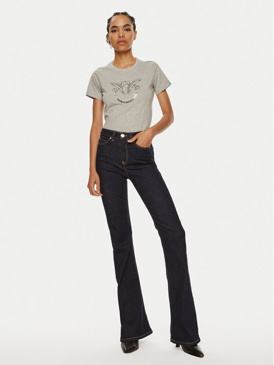 PINKO Pinko T-Shirt Quentin 100535 A24E Γκρι Regular Fit