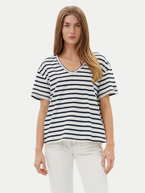 Damski T-Shirt Tommy Hilfiger, Rozmiar XS, Granatowy, WW0WW44551