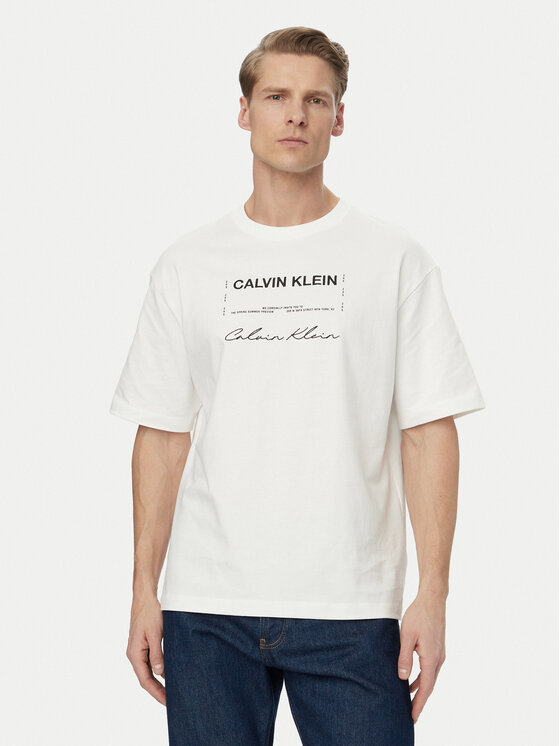 Calvin Klein Jeans Tricou LV04RE827G Alb Regular Fit
