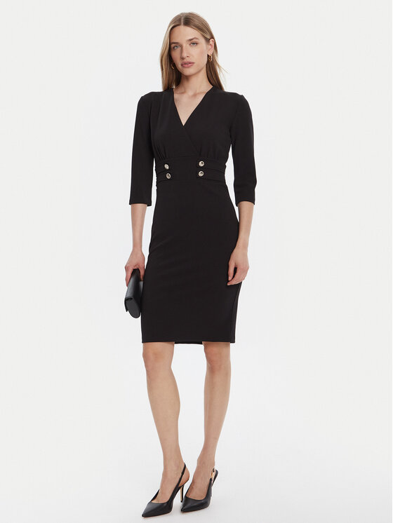 Rinascimento Rinascimento Koktel haljina CFC0126151003 Crna Slim Fit
