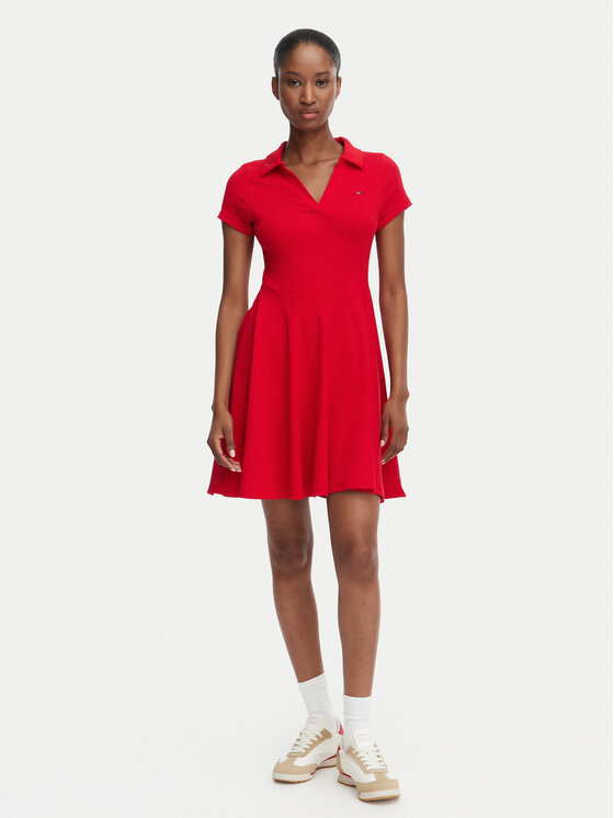 Tommy Jeans Tommy Jeans Kleid für den Alltag F&F DW0DW22845 Rot Slim Fit