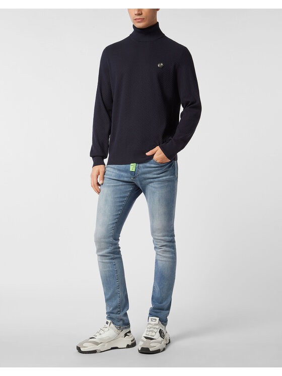PHILIPP PLEIN PHILIPP PLEIN Longsleeve 26965 Granatowy Regular Fit