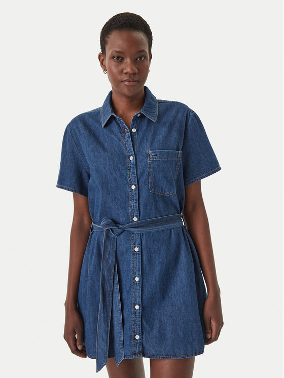 Tommy Jeans Rochie de blugi DW0DW22787 Albastru Regular Fit