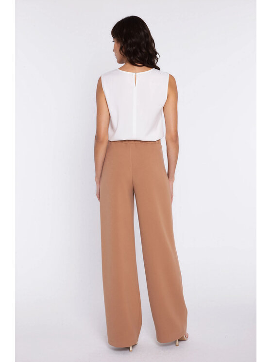 NIFE NIFE Kalhoty z materiálu SD139 Hnědá Modern Relaxed Fit