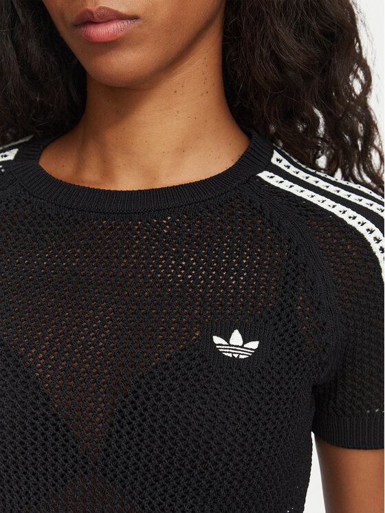 adidas adidas Póló Knitted Crochet Tee KC6481 Fekete Regular Fit