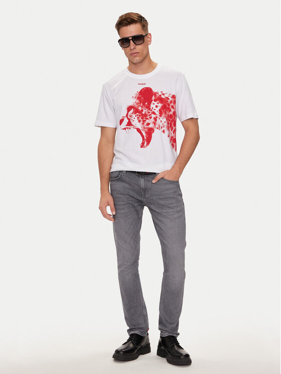 HUGO Hugo Marškinėliai Dikobra 50519013 Balta Regular Fit