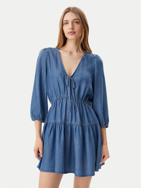 Tommy Jeans Tommy Jeans Rochie de zi DW0DW20612 Albastru Relaxed Fit