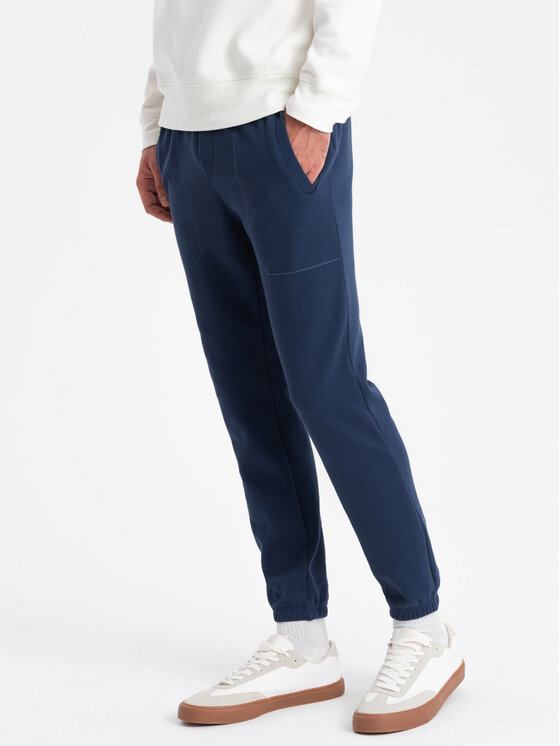 Ombre Ombre Spodnie dresowe OM-PASK-0143 Granatowy Carrot Fit