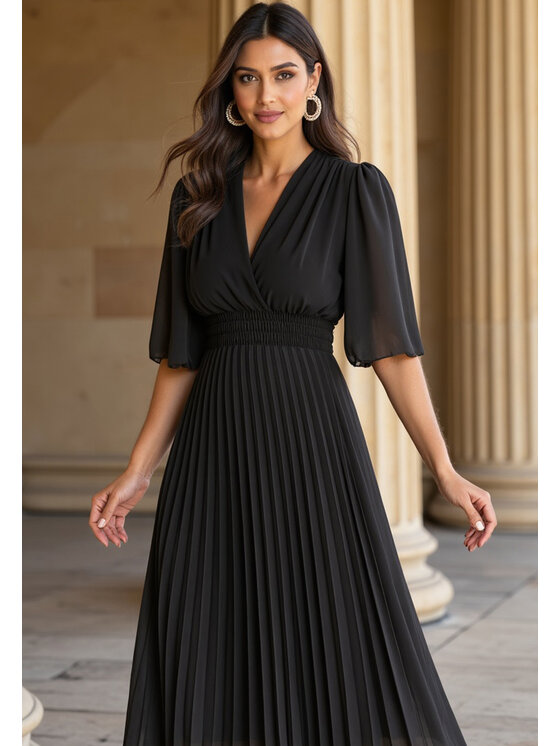 FIGL FIGL Koktejlové šaty M1124 Čierna Feminine Fit