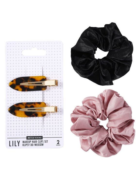 Akcesoria do włosów Sister Young, Klipsy do włosów do makijażu LILY oraz gumki scrunchie LILU