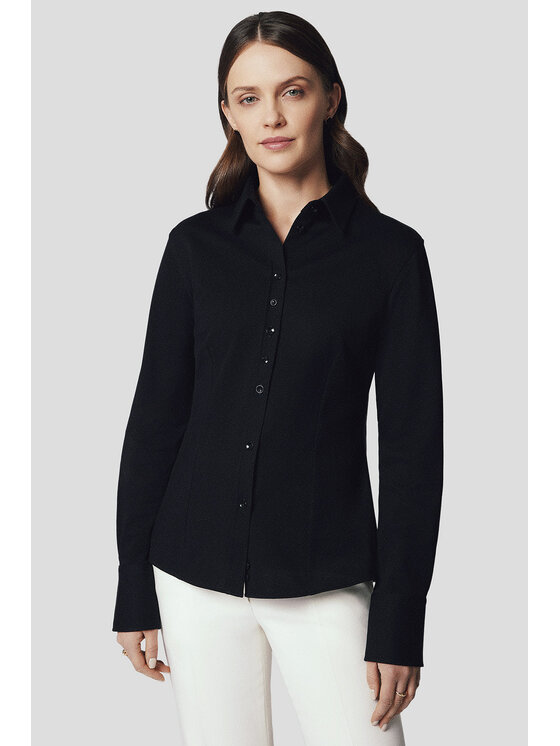 Lancerto Damska 'Koszula, rozmiar 44, Czarna, Koszula Damska Czarna z Dzianiny Bawełnianej Melian Regular KO073224000057
