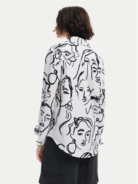 Desigual Desigual Camicia Faces 24WWCW34 Bianco Regular Fit