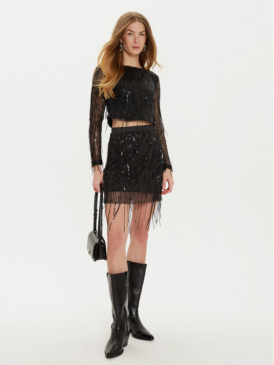 ONLY ONLY Μπλουζάκι Spacy 15331803 Μαύρο Cropped Fit