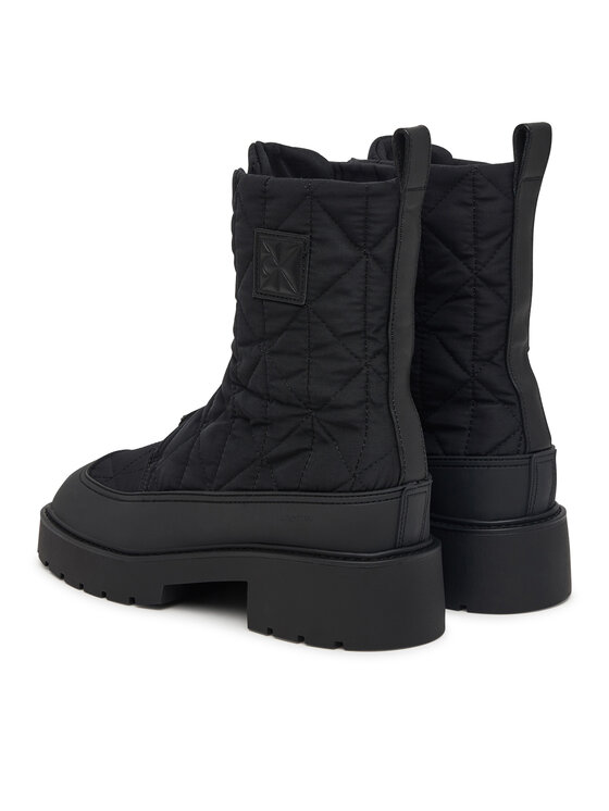 Calvin Klein Calvin Klein Botki Chunky Zip Boot Mat Mix Aop Em HW0HW03205 Brązowy ciemny