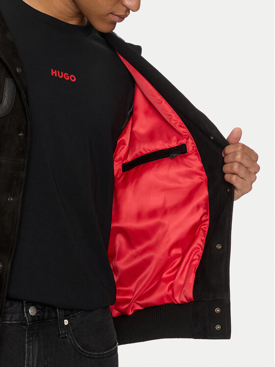 HUGO Hugo Kurtka skórzana Loder 50516870 Czarny Regular Fit