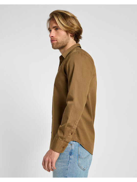 Lee Lee Koszula PATCH SHIRT Brązowy Regular Fit