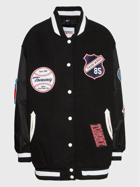 Tommy Jeans Tommy Jeans Μπόμπερ μπουφάν Letterman DW0DW14940 Μαύρο Oversize