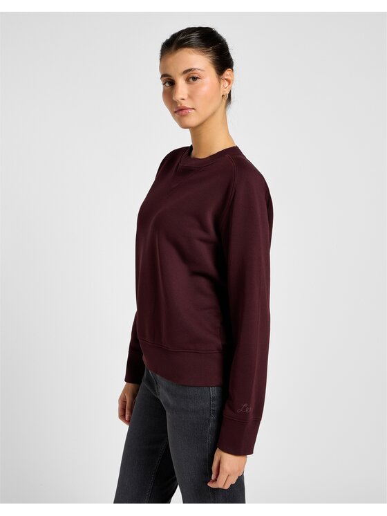 Lee Lee Bluza RAGLAN CREW SWEATSHIRT Bordowy Regular Fit