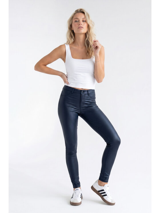 FIGL FIGL Kožené nohavice M1343 Tmavomodrá Fitted Fit