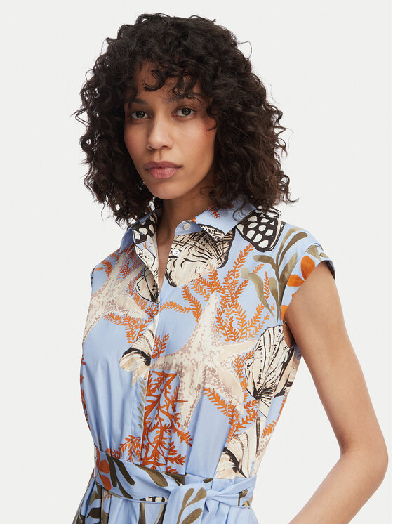 Marella Marella Φόρεμα πουκάμισο Padana 2613221202 Γαλάζιο Regular Fit