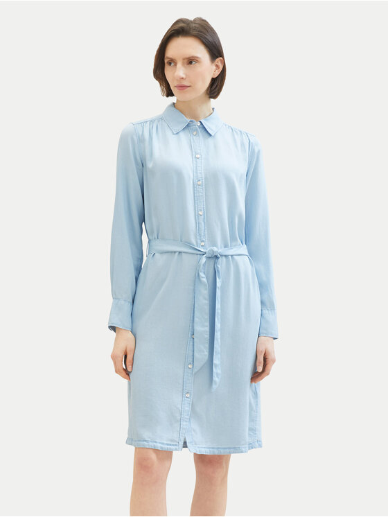 Tom Tailor Tom Tailor Košilové šaty 1040366 Světle modrá Regular Fit