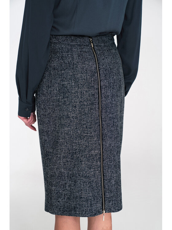 NIFE NIFE Midi sukně SP85 Tmavomodrá Bodycon Fit