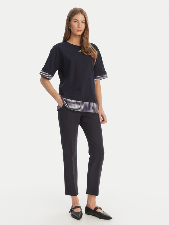 Luisa Spagnoli Luisa Spagnoli Tričko Baiadera 543155 Tmavomodrá Regular Fit