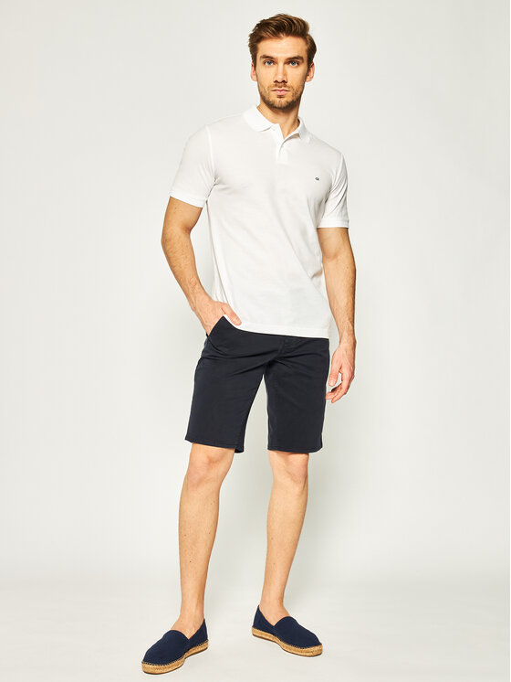 Calvin Klein Calvin Klein Тениска с яка и копчета Refined Pique Chest Logo K10K02964 Бял Slim Fit