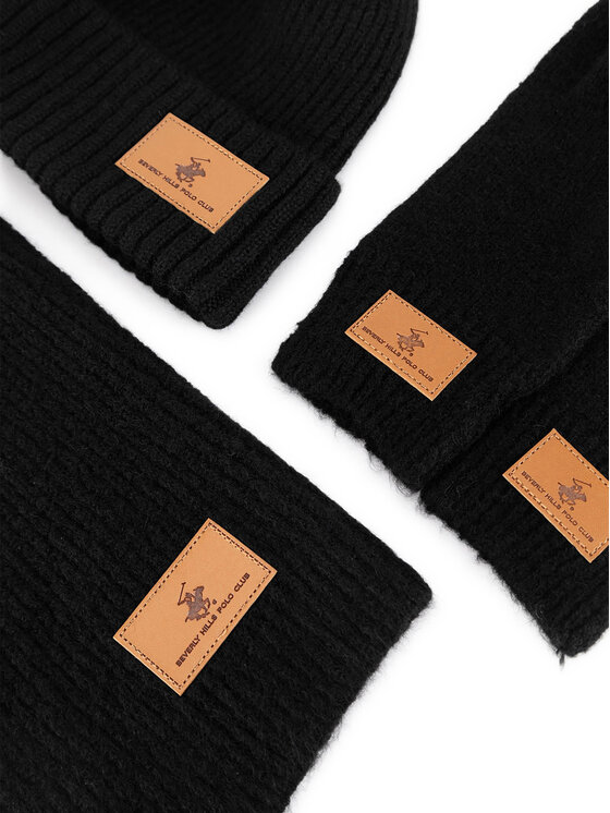 Beverly Hills Polo Club Beverly Hills Polo Club Комплект шапка, шал и ръкавици BHPC-MC-001-AW24 Черен