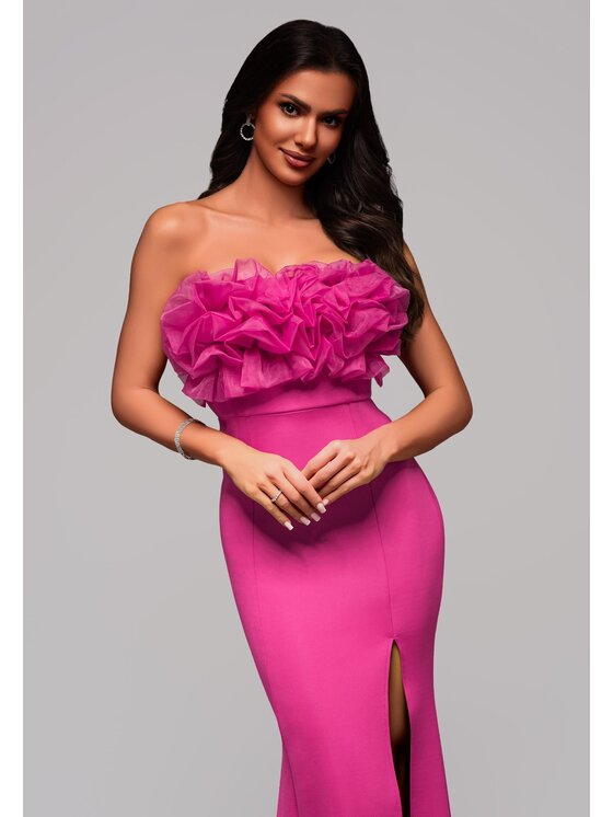 Ombre Ombre Sukienka wieczorowa LA-OM-DLR119 Różowy Slim Fit